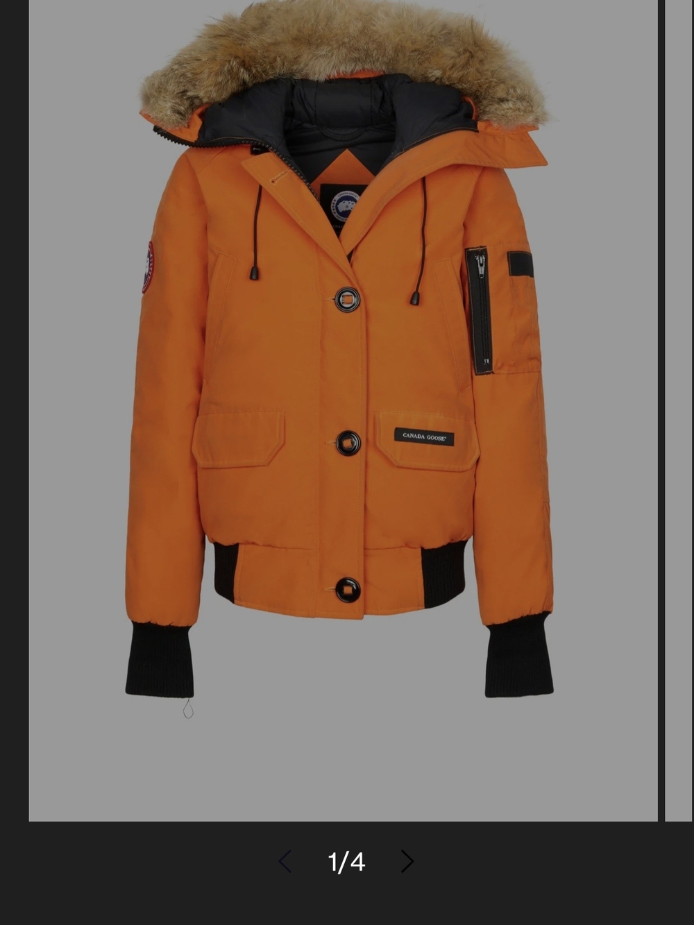 Canada Goose Bright Orange Fur-Trim Puffer Jacket